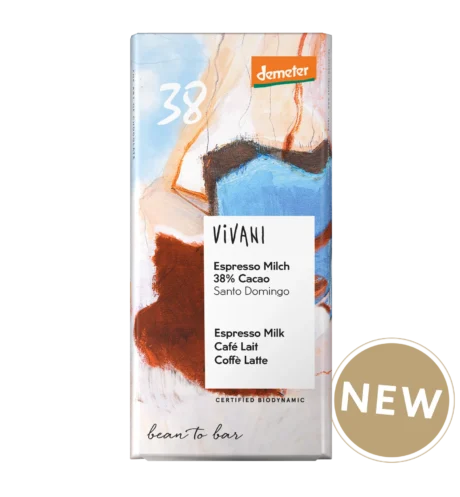 Vivani ესპრესო რძიანი 38% კაკაოს შოკოლადი Demeter